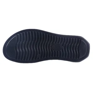 Durable non-slip wavy sole detail of men's black fashion beach flip flop sandals