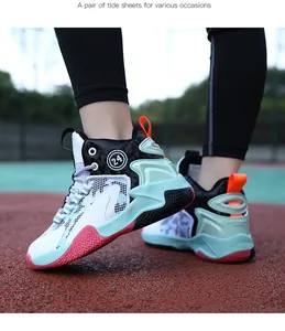 Detailed view of breathable high-top basketball shoes for boys on an outdoor court
