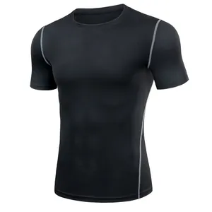 Men's black short-sleeve compression t-shirt for fitness and quick-dry gym training