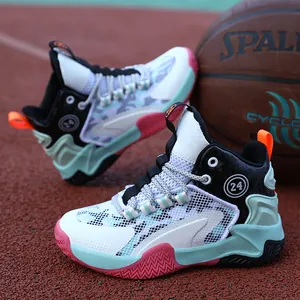 Breathable high-top boys' basketball shoes with anti-slip soles for outdoor sports