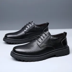 Herren Echtleder Business Casual Schuhe Britischer Stil Werkzeugschuhe Low Top Martin Stil Verschleißfeste Lederschuhe