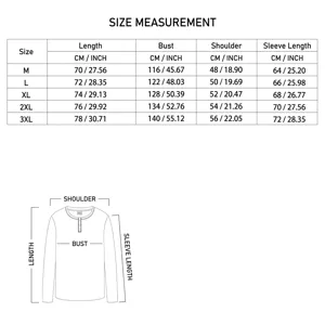 Detaillierte Größentabelle für Herren-Sport-Sweatshirt mit Maßen in cm und Zoll