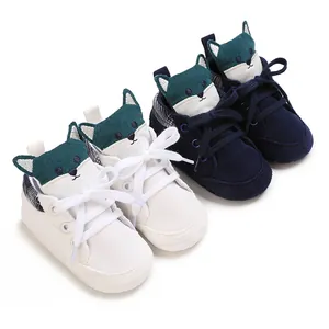 Zapatos de Primeros Pasos Bebé Suela Blanda Bordado de Perro Animado Zapatos de Algodón Casual Antideslizante