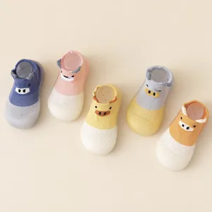 Baby Cartoon Mesh Floor Sock Shoes Breathable Anti-Slip Toddler Indoor Prewalker Shoes For Infant Boys Girls