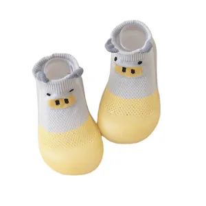 Breathable mesh baby floor socks featuring a cute cartoon pig design for indoor toddler use