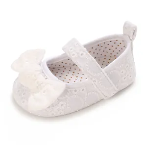 Élégantes chaussures de princesse en dentelle blanche avec nœud pour bébés de 0 à 1 an