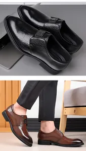 Elegante Business-Schuhe für Herren aus Leder mit Krokoprägung und Metallschnalle