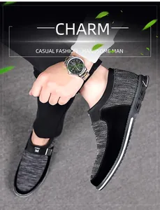 Détails des chaussures décontractées pour hommes en tissu fly-knit de couleur noir et gris