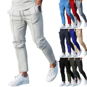 Multi-color selection of men's slim-fit drawstring casual sports trousers