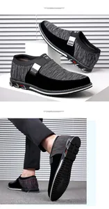 Gros plan détaillé de chaussures décontractées de sport pour hommes avec tige en tissu volant.