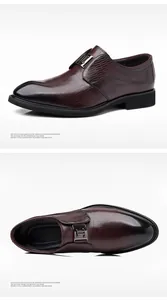 Detailansicht von Herren-Business-Schuhen aus echtem Leder mit Krokodilprägung.