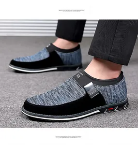 Vue latérale détaillée des mocassins décontractés en maille pour hommes avec accent