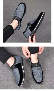 Gros plan de chaussures décontractées pour hommes en tissu volant montrant la texture mesh