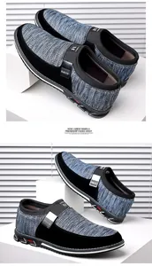 Vue latérale rapprochée de chaussures en maille avec boucle métallique décorative.