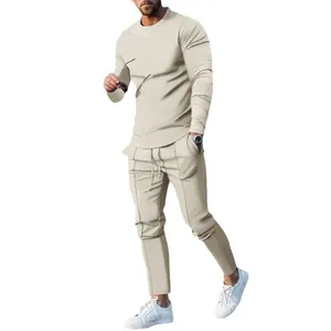 Men's Casual Autumn Tracksuit Set Long Sleeve Crew Neck T-Shirt And Drawstring Long Pants Loose Fit Sportswear Two Piece Set