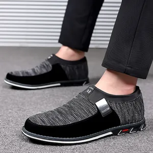 Mocassins décontractés respirants en maille pour hommes en noir et gris chiné