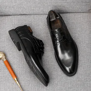 Chaussures Derby pour hommes en cuir de vachette noir pour occasions formelles