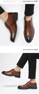 Draufsicht und Seitenansicht von braunen Leder Herren Business Schuhen mit Schnürung