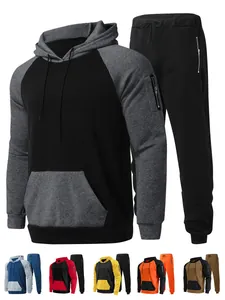 Ανδρική Casual Αθλητική Φόρμα Fleece Σετ 2 Τεμαχίων Χειμερινό Παχύ Φούτερ Με Κουκούλα Και Παντελόνι Φόρμας Για Άνδρες