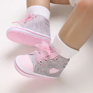 Scarpe Primi Passi in Tela a Pois per Neonata Suola Morbida con Fiocco Scarpe Casual per Neonati Autunno Primavera