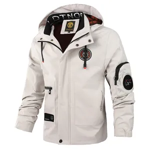 Heren Casual Jas met Capuchon Winddichte Outdoor Parka Jas Effen Kleur Opstaande Kraag Jas Britse Stijl voor Dagelijks