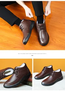 Detailansicht der Herren-Lederstiefel mit dickem Schaffell-Fleece-Futter