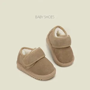 Kleinkinder Baby Schneestiefel Winter Warm Fleece Gefütterte Rindsleder Schuhe Rutschfeste Lauflernschuhe Für Jungen Mädchen