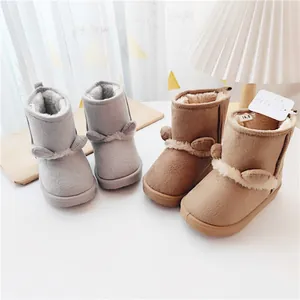 Kinder Winter Verdickte Schneestiefel Baby Warme Baumwollschuhe Mit Süßen Bären Fuchs Ohren Wildleder Kunstfell Futter Rutschfeste Sohle Jungen Mädchen Schuhe