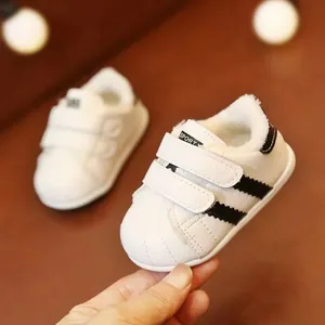 Scarpe Primi Passi Neonato Inverno Caldo Foderate in Pile Sneakers Bimbo Antiscivolo Suola Morbida Chiusura a Strappo Scarpe