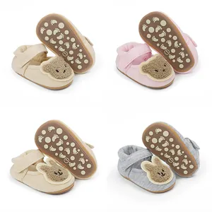 Baby Girls Prewalker Shoes Cotton Fabric Soft Sole Anti-Slip Cartoon Bear Rabbit Infant Shoes For 0-1 Year Old Princess Prewalkers