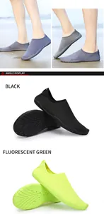 Scarpe da scoglio leggere ad asciugatura rapida per nuoto, mostrate in vari angoli e colori.