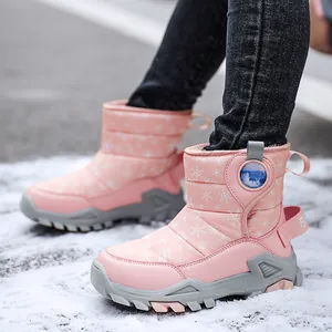 Kinder Outdoor Schneestiefel Mit Stahlkrallen Rutschfest Wasserdicht Hochgeschnitten Winter Warm Wanderschuhe Für Jungen Mädchen Schneeflockenmuster