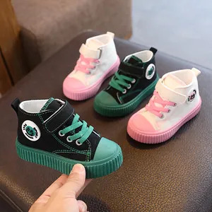 Kleinkind Kinder High Top Stoffschuhe Für Jungen Mädchen Weiche Sohle Atmungsaktiv Klettverschluss Sneakers Lässige Wanderschuhe