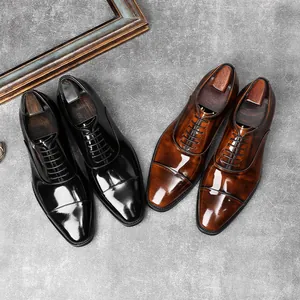 Klassieke heren Oxford-schoenen van echt leer voor formele zakelijke kledingstijl