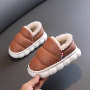 Comfortable winter warm waterproof snow boots for kids with plush lining and thick white sole