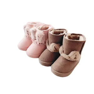 Stivali da neve caldi per bambini con orecchie di peluche e fodera in pile per scarpe invernali