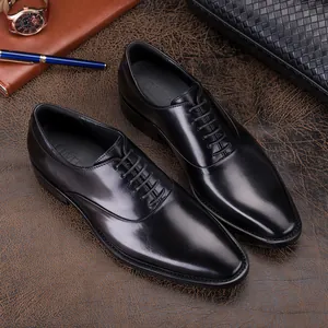 Scarpe Business da Uomo in Vera Pelle di Vacchetta Punta Quadrata Stringate Scarpe Oxford Eleganti per Uomo Ufficio Lavoro Uniforme