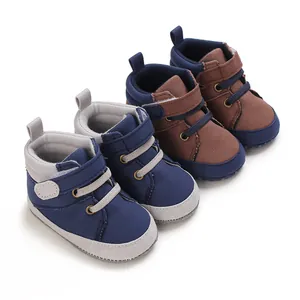 Infant Baby High-top Pre-walker Shoes Soft Sole Anti-slip Breathable Cotton Canvas Sneakers For Boys Girls Toddler Walking Shoes