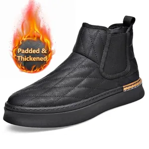 Men's black Chelsea boots with quilted leather and thick sole