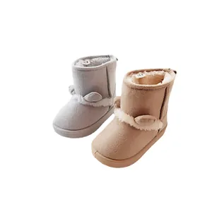Warme Winter-Schneestiefel für Kinder mit süßen Bärenohren und weichem Kunstfellfutter