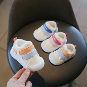 Warm winter baby walking shoes with soft fleece lining and anti-slip soles for toddlers