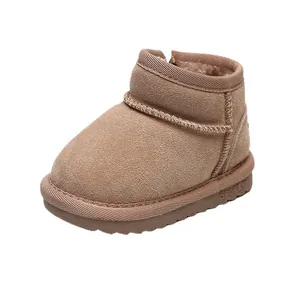Bottes de neige bébé doublées polaire avec semelles souples antidérapantes kaki