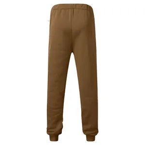 Back view of brown mens casual joggers featuring an elastic waistband and ribbed cuffs