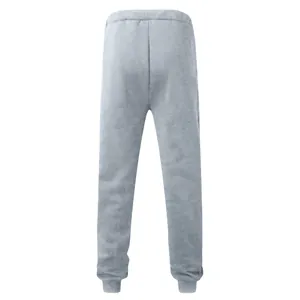 Detailed back view of men's light grey casual joggers with elastic waist and ribbed cuffs.