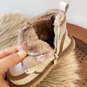 Infant winter snow boots with warm thick fleece lining and soft anti-slip soles for toddlers