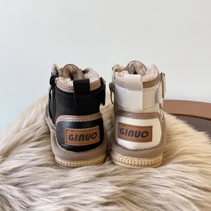 Warm infant winter snow boots with plush lining and non-slip soft soles