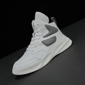 Chaussures Daddy Montantes pour Hommes en Cuir de Vache Première Couche 2024 Automne Hiver Doublées Sneakers Sportives Perforées Semelle Épaisse Mode