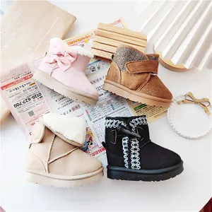 Winter Kids Snow Boots Thick Fleece Lined Warm Suede Toddler Shoes Anti-Slip Outdoor Low Top Boots For Boys Girls