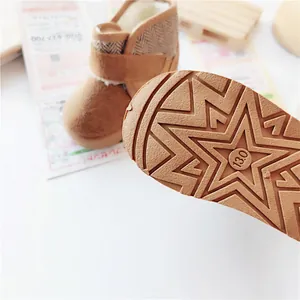Detailed macro view of anti-slip star pattern on children's winter snow boot sole.
