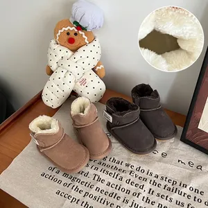 Bottes de Neige pour Tout-petits Hiver Chaud Doublé Polaire en Cuir Microfibre Bottes Garçons Filles Chaussures de Marche Antidérapantes